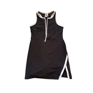 Women's Active Mini Dress with Shorts in Black with White Trim Size L by SAGE